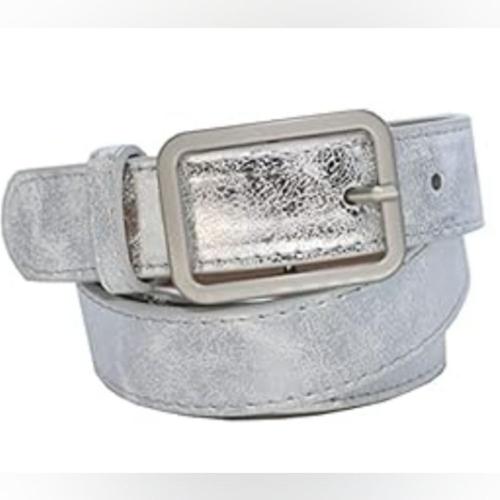 🔸️NWOT Silver & White Metallic Belt Medium